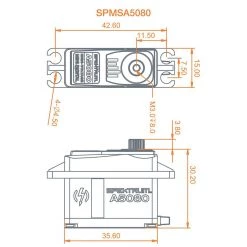 Spektrum RC A5080 MT/HS Metal Gear Mini Digital Servo (High Voltage) -Spektrum RC shop spmsa5080 5
