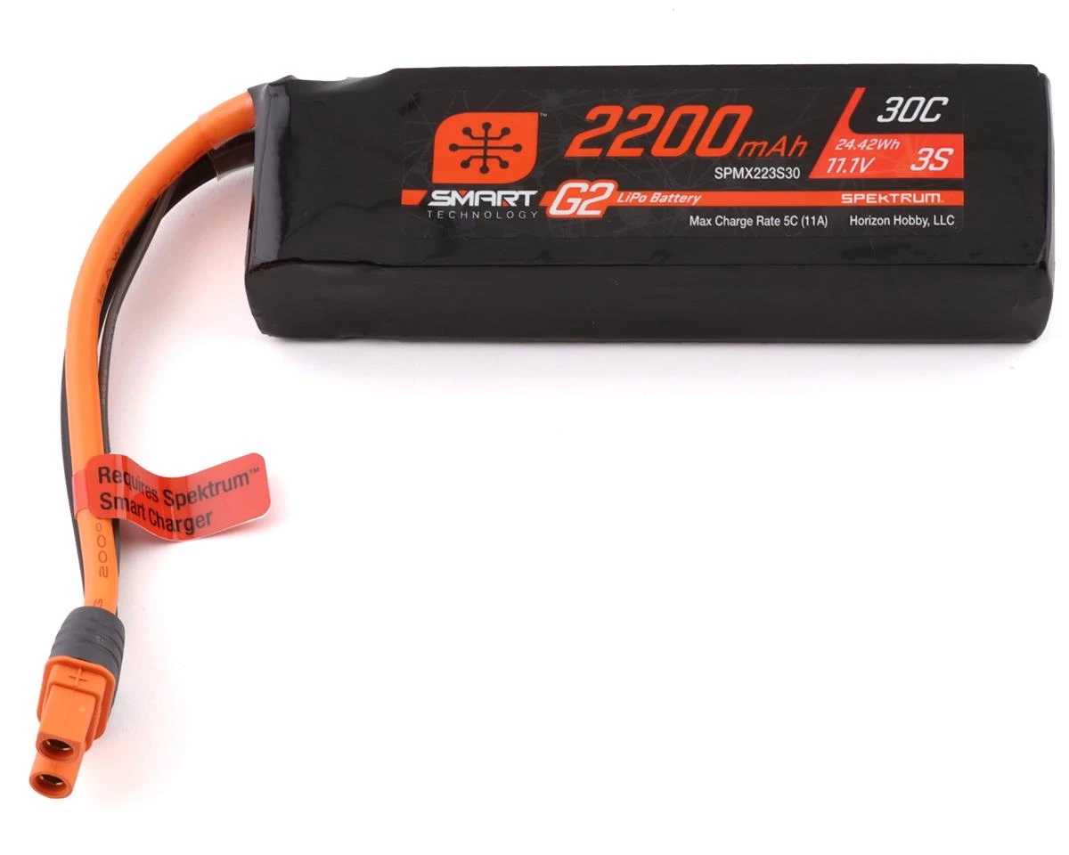 Spektrum RC 3S Smart G2 LiPo 30C Battery Pack (11.1V/2200mAh) w/IC3 Connector 3 Spektrum RC 3S Smart G2 LiPo 30C Battery Pack (11.1V/2200mAh) w/IC3 Connector