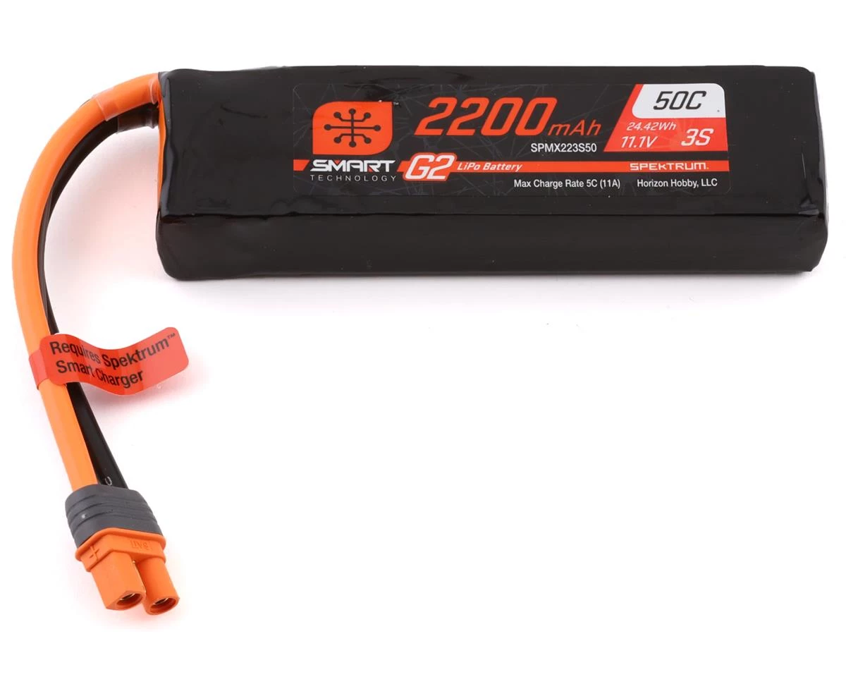 Spektrum RC 3S Smart G2 LiPo 50C Battery Pack (11.1V/2200mAh) w/IC3 Connector 3 Spektrum RC 3S Smart G2 LiPo 50C Battery Pack (11.1V/2200mAh) w/IC3 Connector