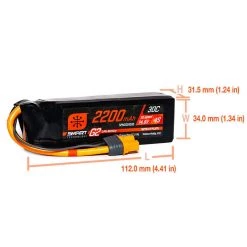 Spektrum RC 4S Smart G2 LiPo 30C Battery Pack w/IC3 Connector (14.8V/2200mAh) -Spektrum RC shop spmx224s30 2