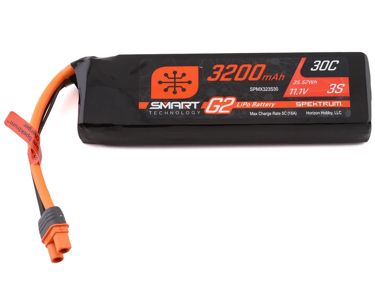 Spektrum RC 3S Smart G2 LiPo 30C Battery Pack (11.1V/3200mAh) w/IC3 Connector 3 Spektrum RC 3S Smart G2 LiPo 30C Battery Pack (11.1V/3200mAh) w/IC3 Connector