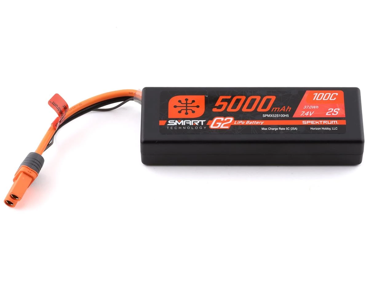 Spektrum RC 2S Smart G2 LiPo 100C Battery Pack (7.4V/5000mAh) w/IC5 Connector 3 Spektrum RC 2S Smart G2 LiPo 100C Battery Pack (7.4V/5000mAh) w/IC5 Connector