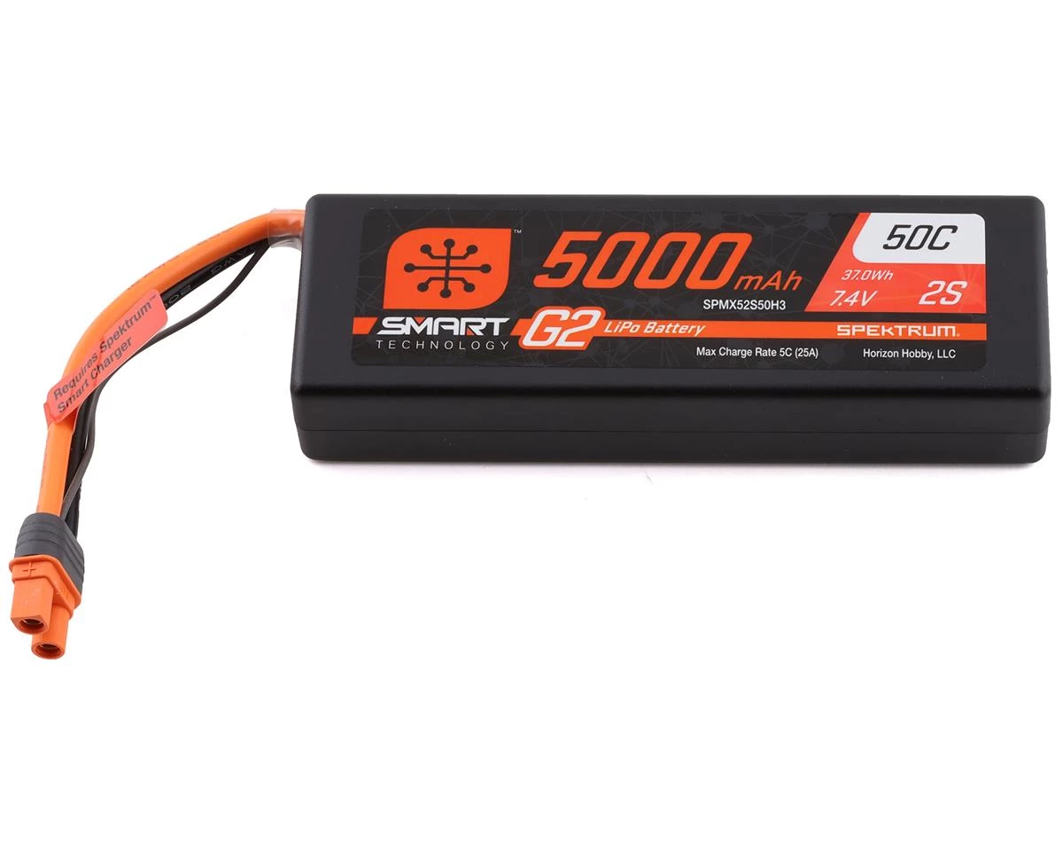 Spektrum RC 2S Smart LiPo 50C Hard Case Battery Pack (7.4V/5000mAh) w/IC3 Connector 3 Spektrum RC 2S Smart LiPo 50C Hard Case Battery Pack (7.4V/5000mAh) w/IC3 Connector