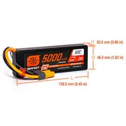 Spektrum RC 2S Smart LiPo 50C Hard Case Battery Pack (7.4V/5000mAh) w/IC5 Connector -Spektrum RC shop spmx52s50h5 2
